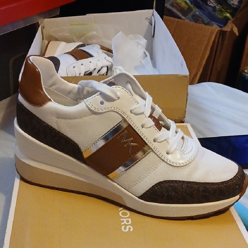 Michael Kors White and Tan Women's Sneakers